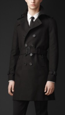 Mid-Length Cotton Gabardine Trench Coat