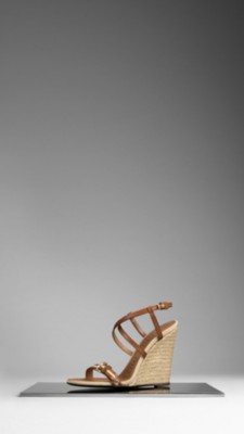 Cotton Gabardine Espadrille Wedges