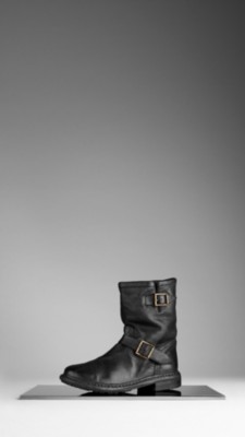 Belted Leather Ankle Boots