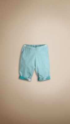 Check Turn-Up Cotton Trousers