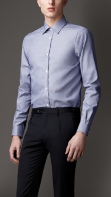 Modern Fit Micro-Check Cotton Shirt