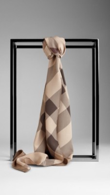 Check Silk Scarf