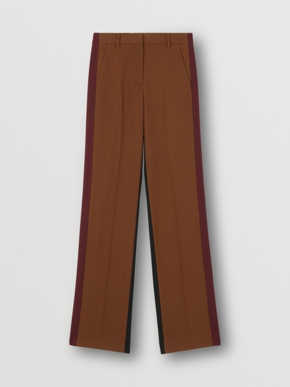 Pantalones de vestir en mezcla de lana bicolor (Marrón Abedul Oscuro)