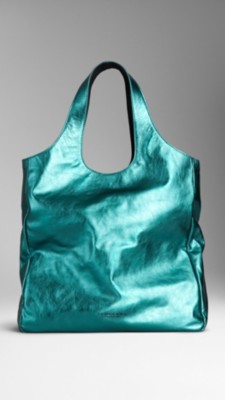 Metallic Leather Carrier Bag