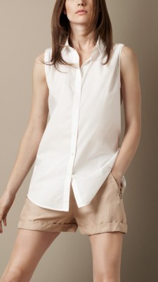 Blusa sin mangas en algodón