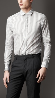 Slim Fit Striped Cotton Shirt