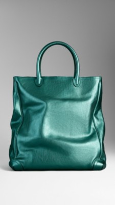 Metallic Leather Tote Bag