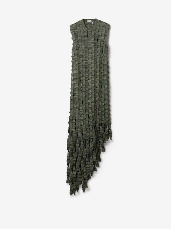 Crochet Silk Blend Dress in Oat/ivy
