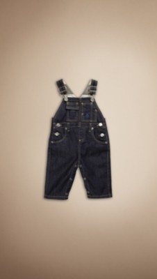 Check Lined Indigo Denim Dungarees