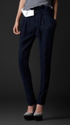 Gathered Waist Silk Linen Trousers