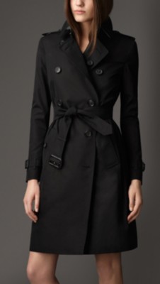 Long Cotton Gabardine Trench Coat