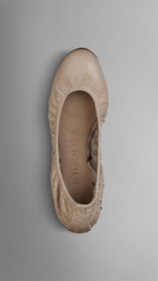 Python Leather Ballerinas