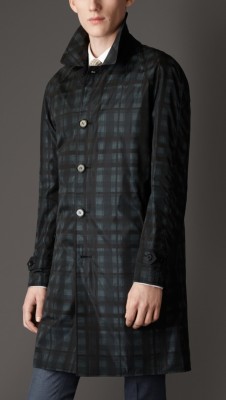 Reversible Abstract Check Car Coat