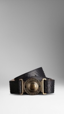 Military Buckle Python Belt