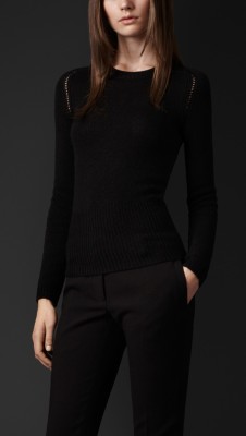 Open-Stitch Cashmere Sweater