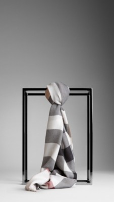 Check Silk Cashmere Scarf