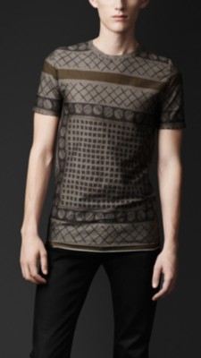 Woodcut Print Cotton T-shirt