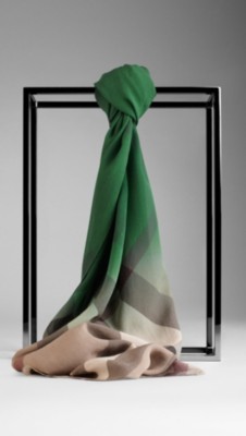 Check Ombre Silk Scarf