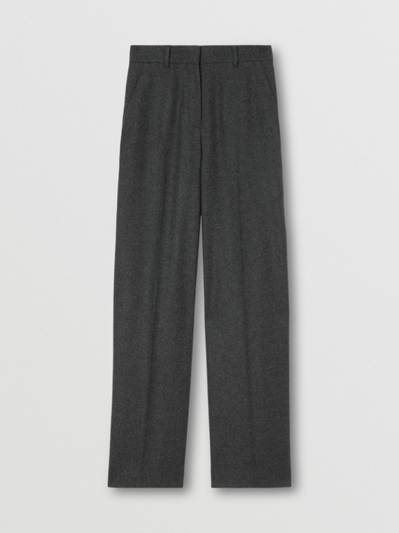 Pantalones de pernera ancha en lana (Mezcla  Gris Oscuro)