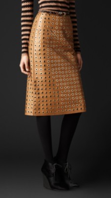 Leather Eyelet Skirt