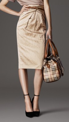 Ruched Detail Satin Skirt