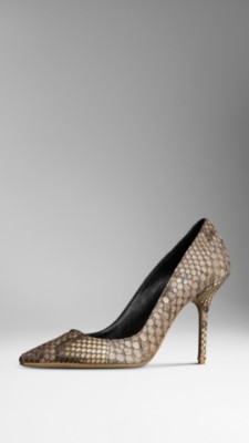 Python Leather Pumps