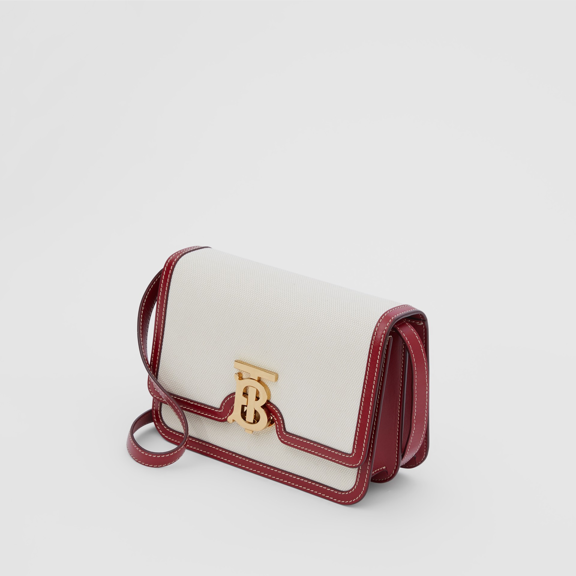 Small Two-tone Canvas and Leather TB Bag in Natural/dark Carmine - Women | Burberry United States