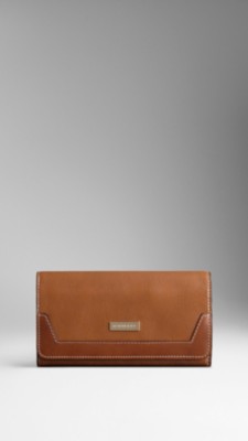 Textured Leather Continental Wallet