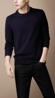 Check Detail Cashmere Sweater
