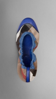 Canvas Check Ballerinas