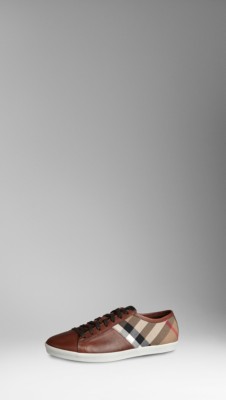 Check Cotton Leather Trainers