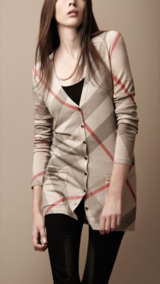 Check Wool Cashmere Cardigan
