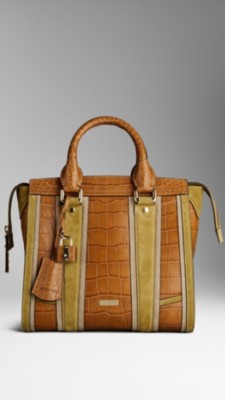Alligator Leather Colour Block  Tote Bag