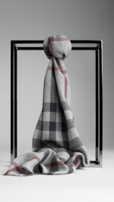 Check Houndstooth Cotton Cashmere Scarf