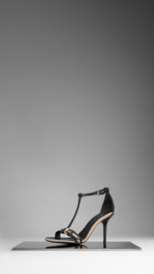 Cotton Gabardine Belted Sandals