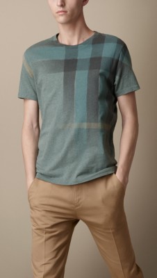 Faded Check Print T-Shirt