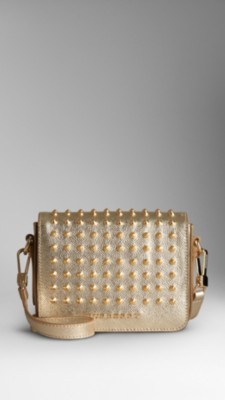 Studded Metallic Leather Crossbody Bag