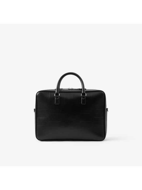 Borsa portadocumenti Ainsworth in pelle con tartan impresso (Nero)