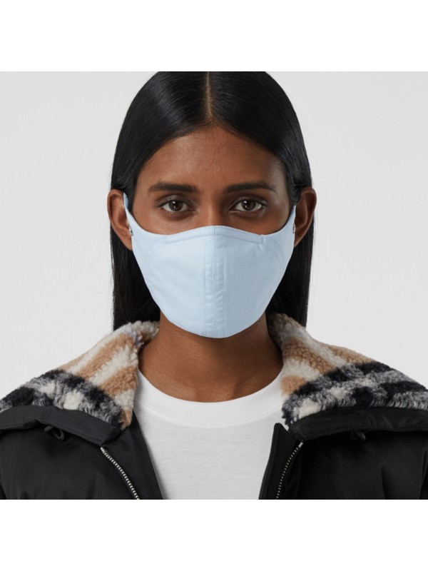 Logo Detail Cotton Face Mask in Pale Blue | Burberry - cell image 2