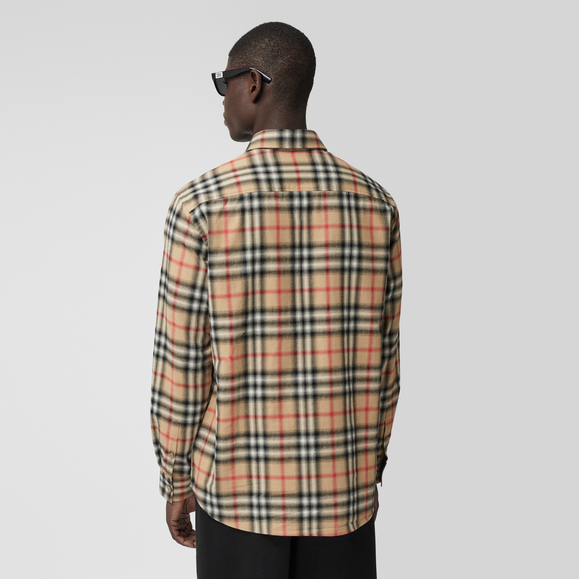 Ombré Check Cotton Flannel Oversized Shirt in Archive Beige Men Burberry United States
