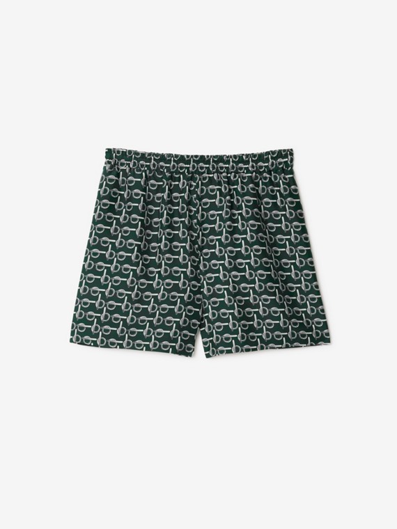 Pantalones cortos en seda con letras B (Plateado/verde)