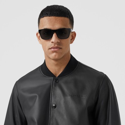 logo embossed bomber jacket