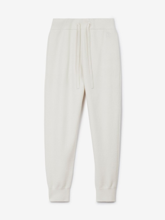 Calça jogging de algodão e cashmere com monograma (Branco Natural)