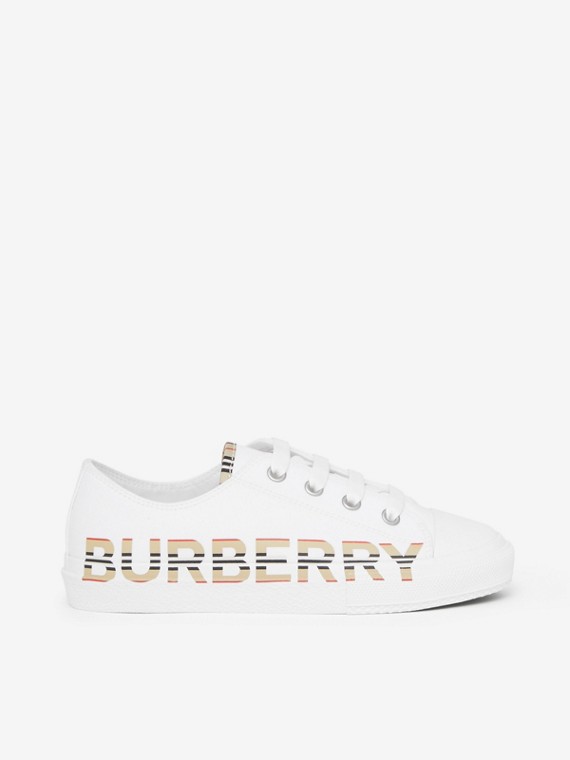 Sneaker aus Baumwollgabardine mit Burberry-Logo im Streifendesign (Optic-weiß)