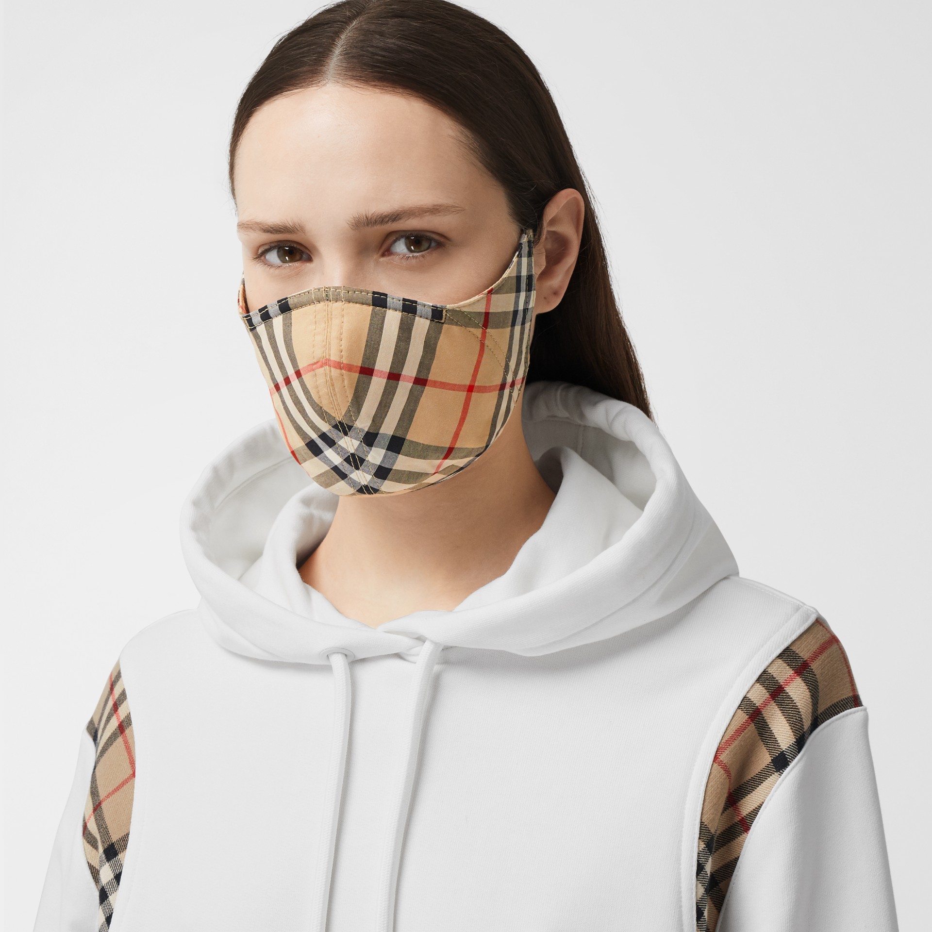 Download Vintage Check Cotton Face Mask In Archive Beige Women Burberry PSD Mockup Templates