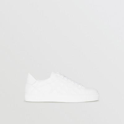 perforated check leather sneakers burberry