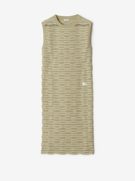 Baumwollmisch-Kleid mit Streifenmuster (Safari/weiß)