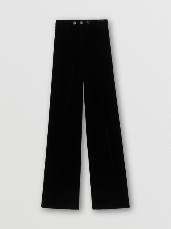 Pantalones anchos en terciopelo (Negro)