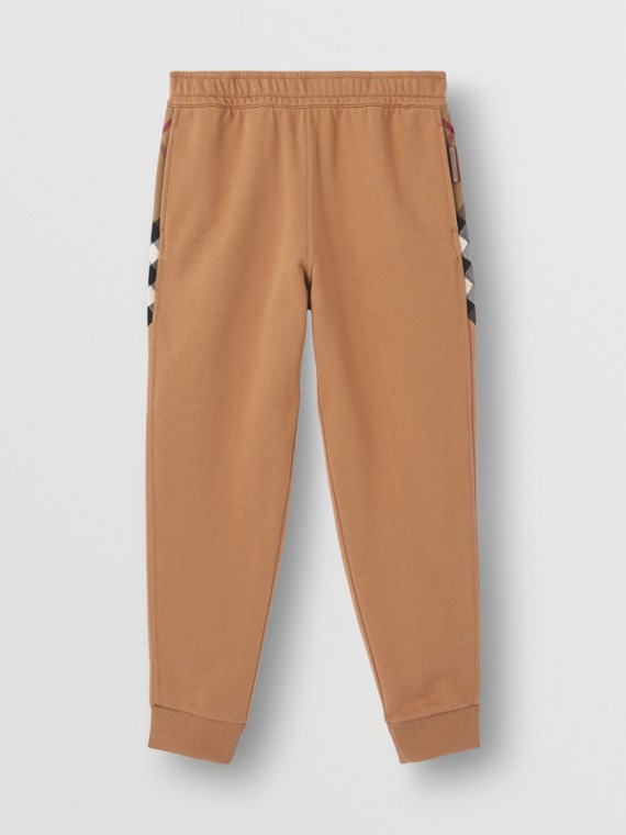 Pantaloni da jogging in cotone con inserti con motivo tartan (Cammello)
