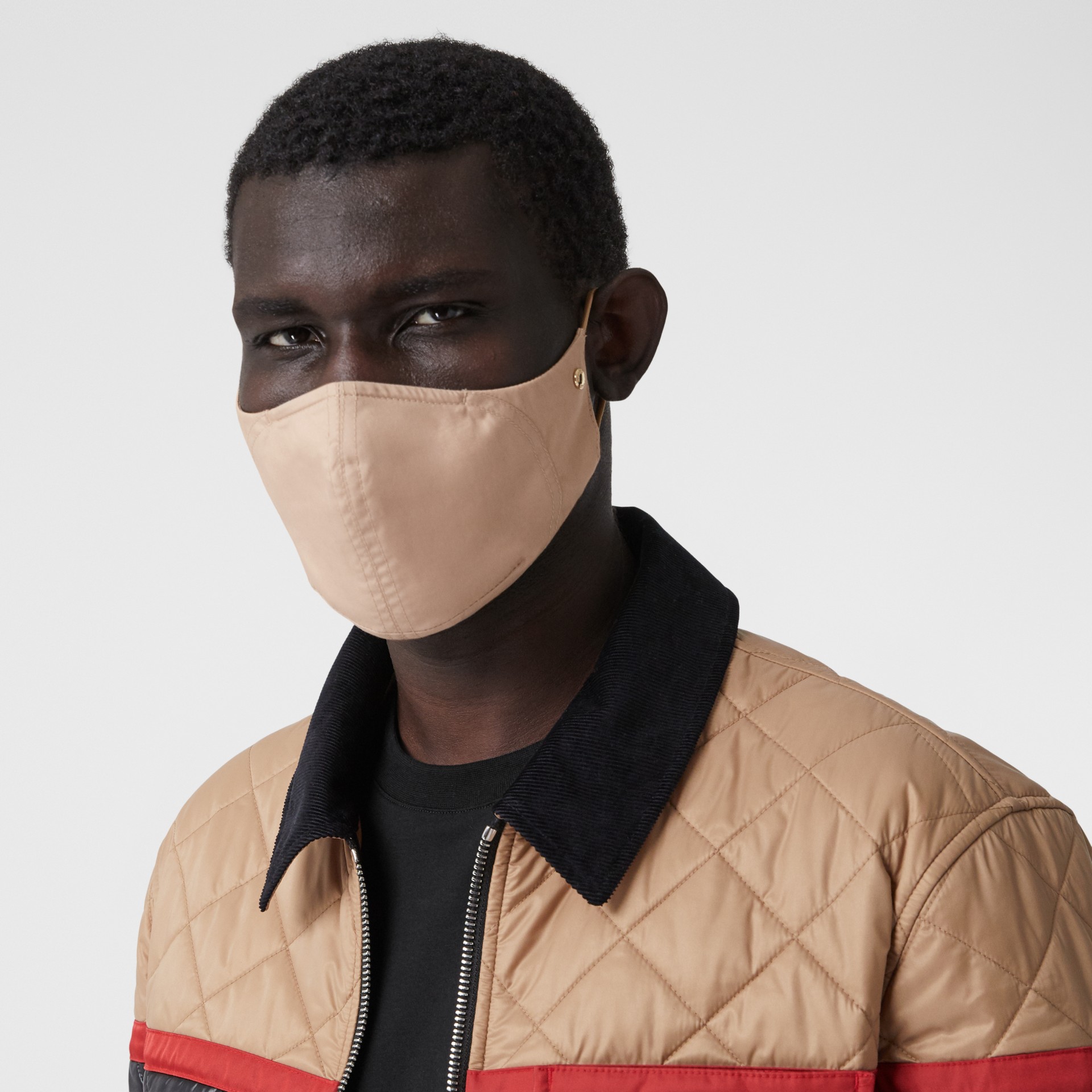 Logo Detail Cotton Face Mask in Soft Fawn | Burberry Australia - gallery image 3